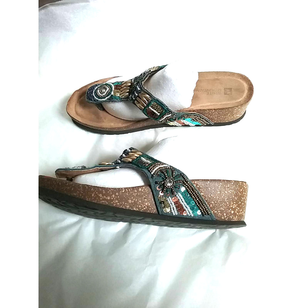 White Mountain Beaded Flip Flop Sandals